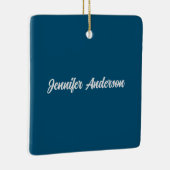 シックな書道エレガント海ブルーパーソナライズされた セラミックオーナメント (右)