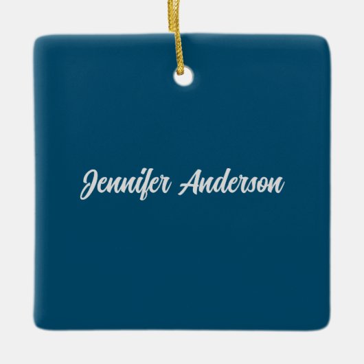 シックな書道エレガント海ブルーパーソナライズされた セラミックオーナメント (正面)