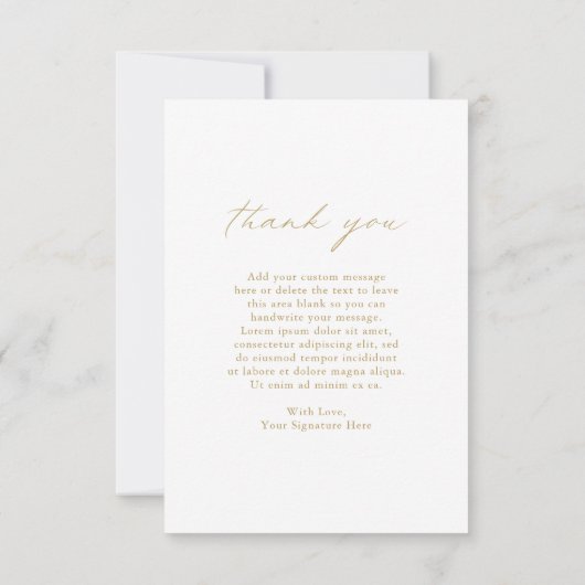 シックな書道エレガント金ゴールドシンプル写真結婚の種類 サンキューカード (裏面)