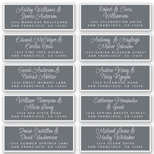 シックな書道オフブラックゲストアドレス シール (正面)