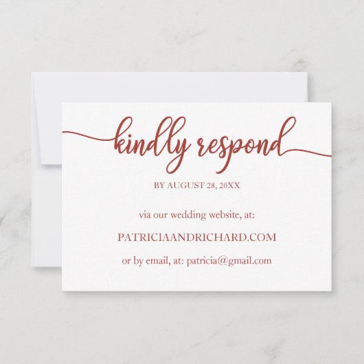 シックな書道オンラインウェディングRSVPカード 出欠カード (正面)