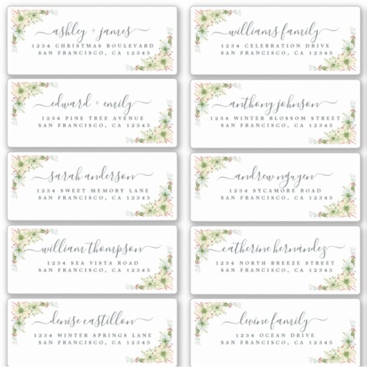 シックな書道クリスマスゲスト住所 シール (正面)