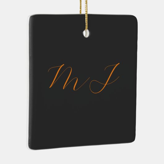 シックな書道グレーオレンジモノグラム名イニシャル セラミックオーナメント (右)