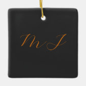 シックな書道グレーオレンジモノグラム名イニシャル セラミックオーナメント (正面)