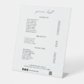 シックな書道シンプルのエレガント料金表 台座サイン (正面)