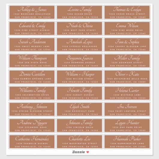 シックな書道テラコッタゲスト住所 シール (シート)