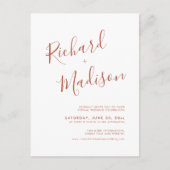 シックな書道テラコッタフォトバーチャル結婚ズ インビテーションポストカード (正面)