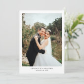 シックな書道ハートスクリプト結婚写真 サンキューカード (スタンド正面)