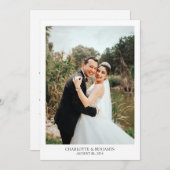 シックな書道ハートスクリプト結婚写真 サンキューカード (正面/裏面)