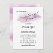 シックな書道ピンクの水の色のリハーサルディナー 招待状 (正面/裏面)