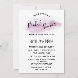 シックな書道ピンクの水彩ブライダルシャワー 招待状