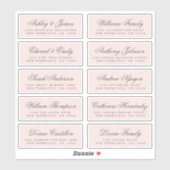 シックな書道ピンク結婚のゲスト住所 シール (シート)