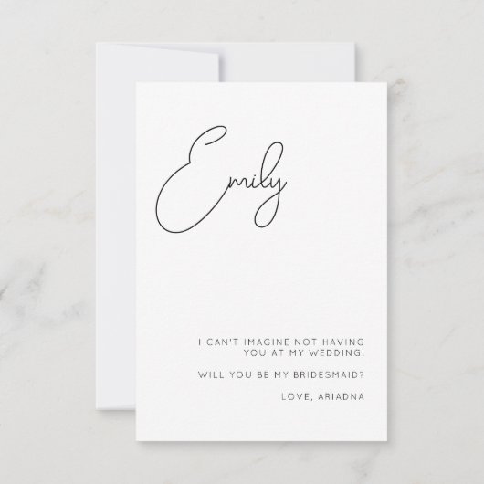 シックな書道フォトメイド・オブ・オーナー(花嫁付き添い人)提案カード サンキューカード (裏面)