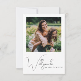 シックな書道フォトメイド・オブ・オーナー（花嫁付き添い人）提案カード サンキューカード