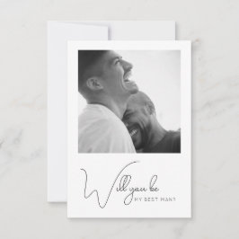 シックな書道フォト花婿介添人提案カード サンキューカード