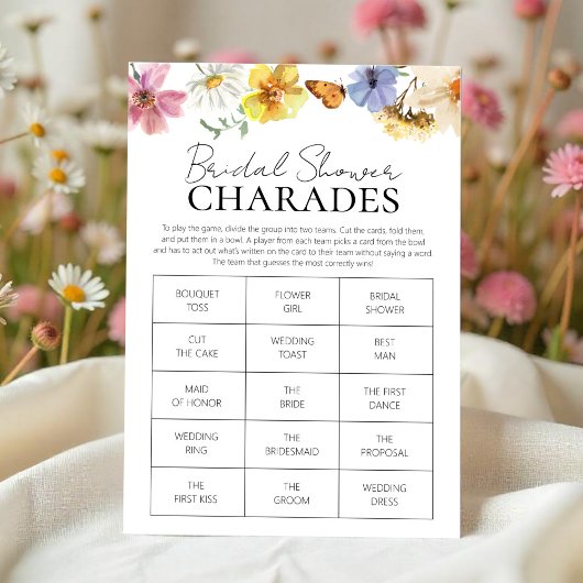 シックな書道ブライダルシャワーキャラデスゲームカード 招待状