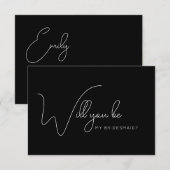 シックな書道ブラック花嫁プロポーザル サンキューカード (正面/裏面)