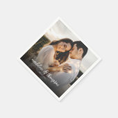 シックな書道ホワイトオーバーレイ文字写真結婚ズ スタンダードカクテルナプキン (角)