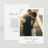 シックな書道ミニマリストシンプルフォト結婚ズ サンキューカード (正面/裏面)