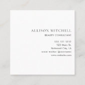 シックな書道ミニマリストホワイト スクエア名刺 (裏面)