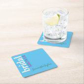 シックな書道ミニマルブライダルシャワーブルー スクエアペーパーコースター (インサイチュ)