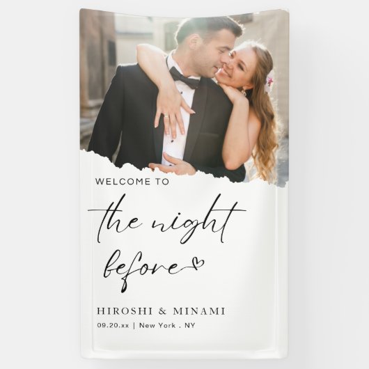 シックな書道写真モダンリハーサルディナー 横断幕 (縦)