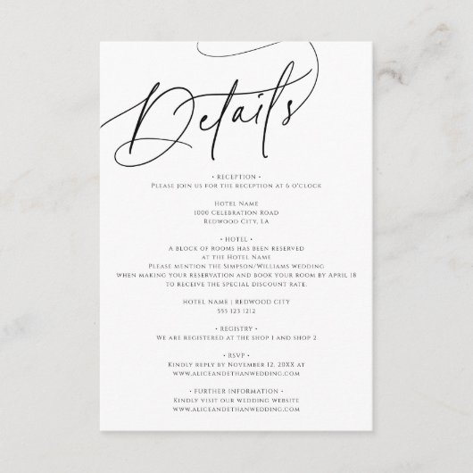 シックな書道写真結婚の詳細 エンクロージャーカード (正面)