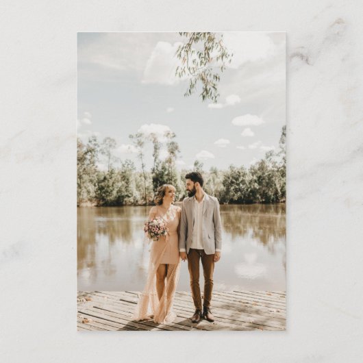 シックな書道写真結婚の詳細 エンクロージャーカード (裏面)