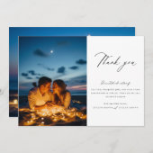 シックな書道台本結婚写真 サンキューカード (正面/裏面)