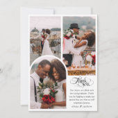 シックな書道台本結婚写真 サンキューカード (正面)