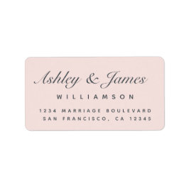シックな書道名パステルピンク差出人住所 ラベル