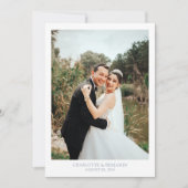 シックな書道埃っぽい青い台本の写真結婚の写真 サンキューカード (正面)