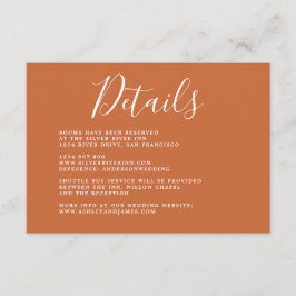 シックな書道燃えたオレンジ結婚の詳細 エンクロージャーカード