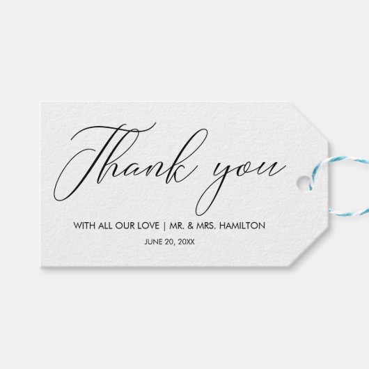 シックな書道結婚式の引き出物ありがとう ギフトタグ (正面(横))