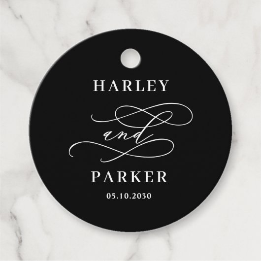 シックな書道結婚式の引き出物ラベル フェイバータグ (正面)