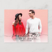 シックな書道結婚式の日付写真を保存 ポストカード (正面)