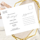 シックな書道結婚式の日付写真を保存 ポストカード