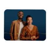 シックな書道結婚式の日付写真を保存 マグネット (横)