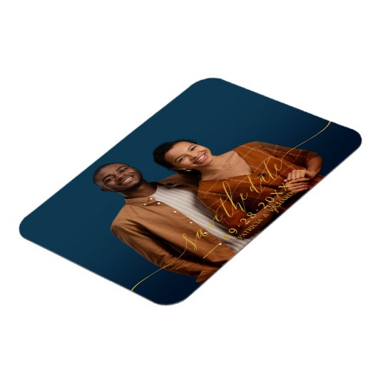 シックな書道結婚式の日付写真を保存 マグネット (左側)