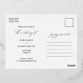 シックな書道結婚式の日付写真を保存 箔シーズンポストカード (裏面)