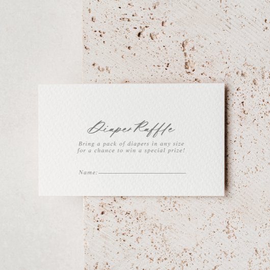 シックな書道銀おむつラッフルチケット エンクロージャーカード