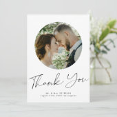 シックな書道2枚結婚写真 サンキューカード (スタンド正面)