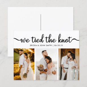 シックな書道Knot Photo Elopmentを結んだ 案内ポストカード