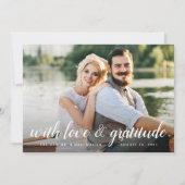 シックな書 | フォトコラージュ結婚の感謝 サンキューカード (正面)