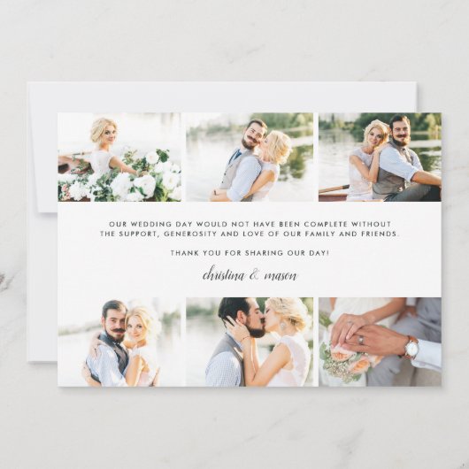 シックな書 | フォトコラージュ結婚の感謝 サンキューカード (裏面)