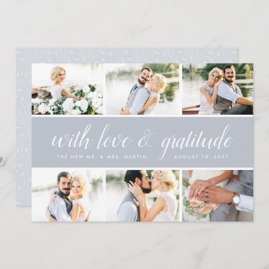 シックな書 | フォトコラージュ結婚の感謝 サンキューカード (正面/裏面)