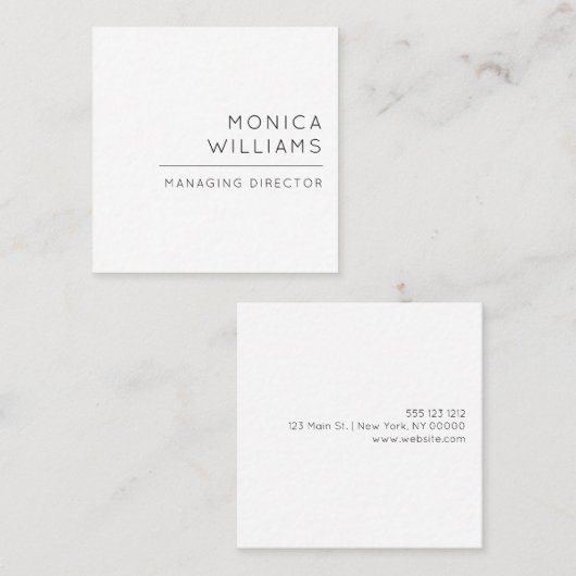 シックな最小主義のプロフェッショナル スクエア名刺 (正面/裏面)