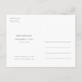 シックな最小主義のモダンな写真の結婚式の保存日付 案内ポストカード (裏面)