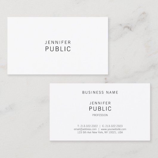 シックな最小主義の専門のモダンのお洒落な平野 名刺 (正面/裏面)