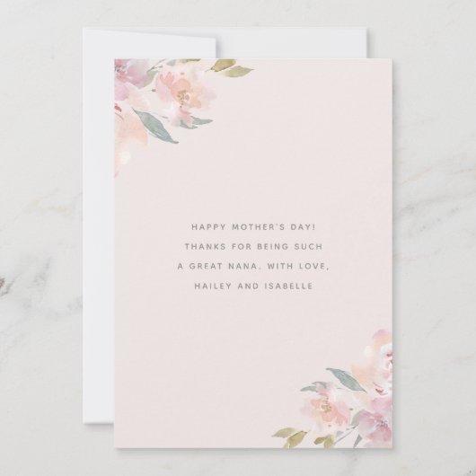 シックな最高のフローラナナエバー母の日のフォトカード (裏面)